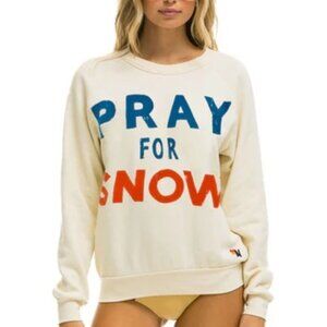 NWT Aviator Nation Pray for Snow Sweatshirt Vintage White (Size Small)